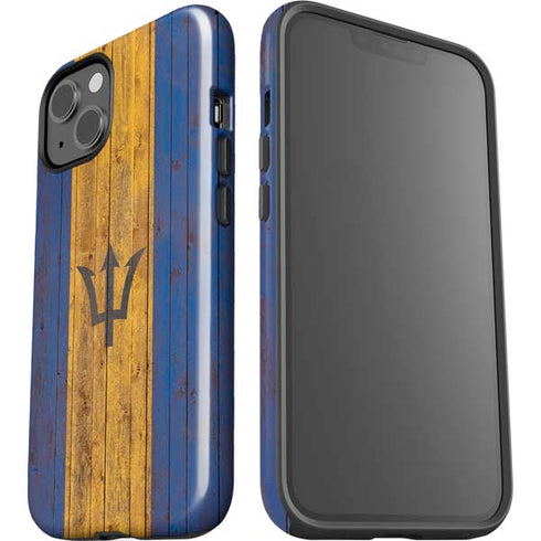 Barbados Flag Dark Wood iPhone 15 Impact Case